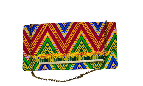 Red and Green Chevron Chain Purse