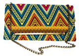 Blue and Orange Chevron Chain Purse