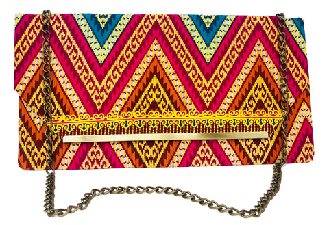 Red and Orange Chevron Chain Purse